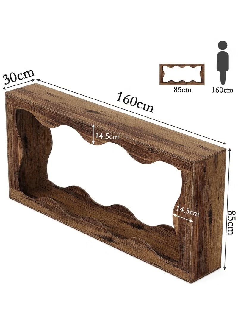 WALALLA 160cm Farmhouse Console Table with Storage, Couch Table Behind Sofa, Long Entryway Sofa Station, Narrow Console Stand, Hallway Stand for Entryway Living Room, Brown - Image 2